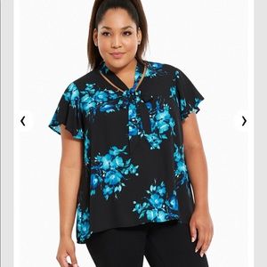 Torrid Floral Tie Neck Top